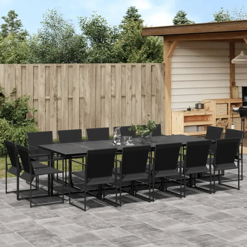Tuinset met gehard glas en gepoedercoat staal in zwart materiaal - Tuinsets