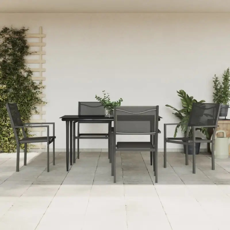 Tuinset met gehard glas en gepoedercoat staal voor elegante buitenruimte - 140 cm tafellengte - Tuinsets