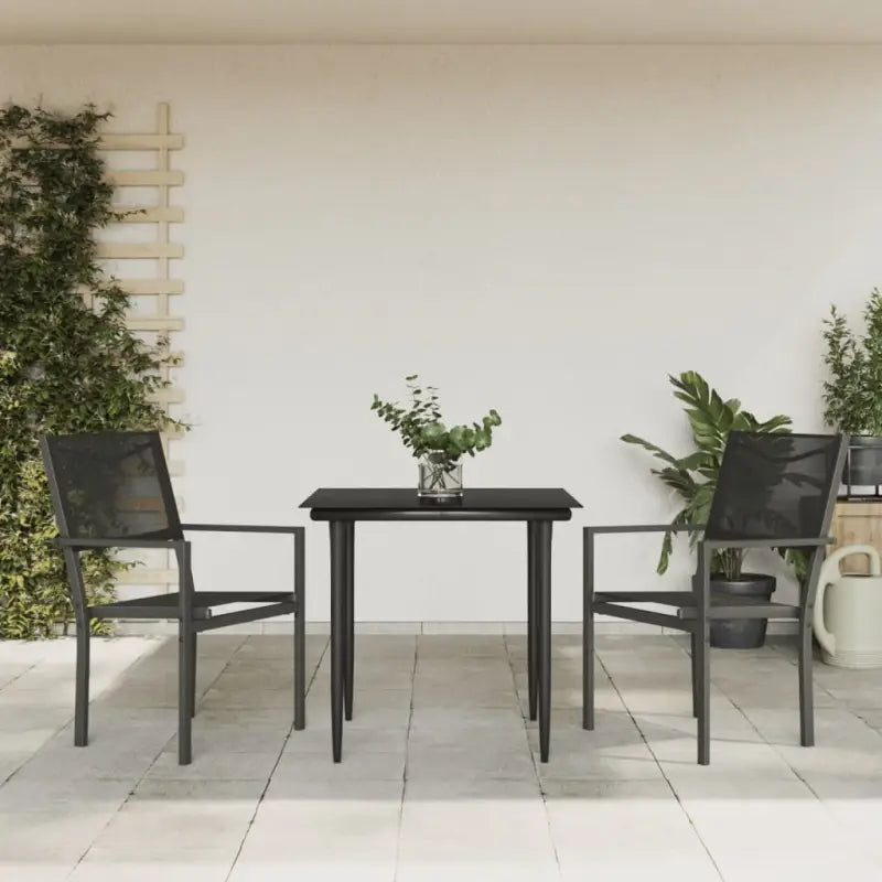 Tuinset met gehard glas en gepoedercoat staal voor elegante buitenruimte - 80 cm tafellengte - Tuinsets