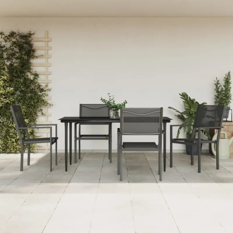 Tuinset met gehard glas en gepoedercoat staal voor elegante buitenruimte - 160 cm tafellengte - Tuinsets