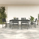 Tuinset met gehard glas en gepoedercoat staal voor elegante buitenruimte - 200 cm tafellengte - Tuinsets