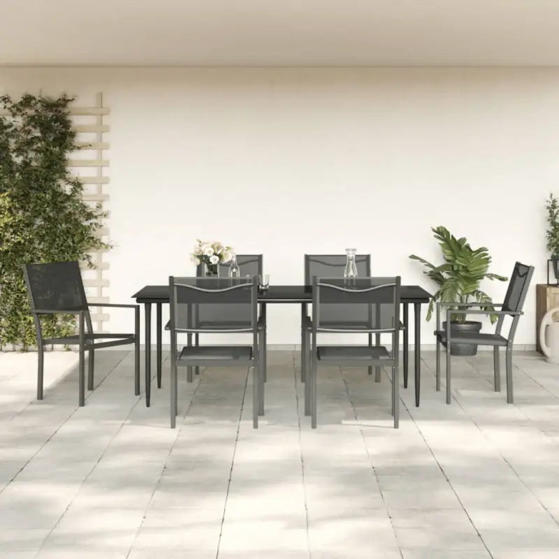 Tuinset met gehard glas en gepoedercoat staal voor elegante buitenruimte - 200 cm tafellengte - Tuinsets
