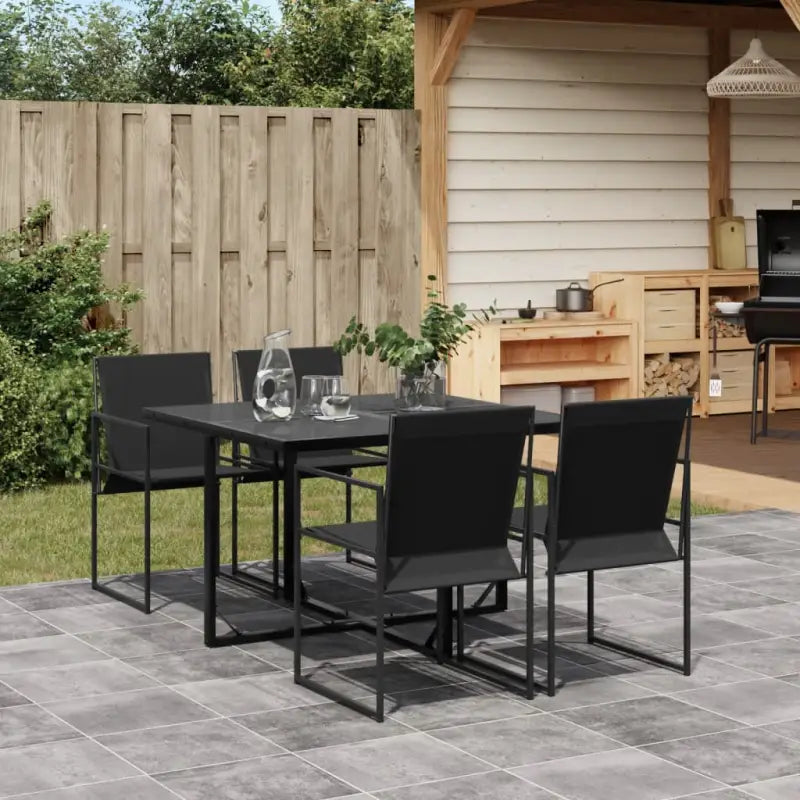 Tuinset met gehard glas en zwart gepoedercoat staal voor buitenplezier - Tuinsets