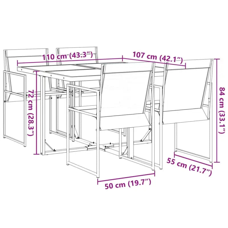 Tuinset met gehard glas en zwart gepoedercoat staal voor buitenplezier - Tuinsets