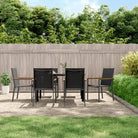 Tuinset met gehoard glas en zwart gepoedercoat staal voor zomerdagen - 140 cm tafellengte - Tuinsets