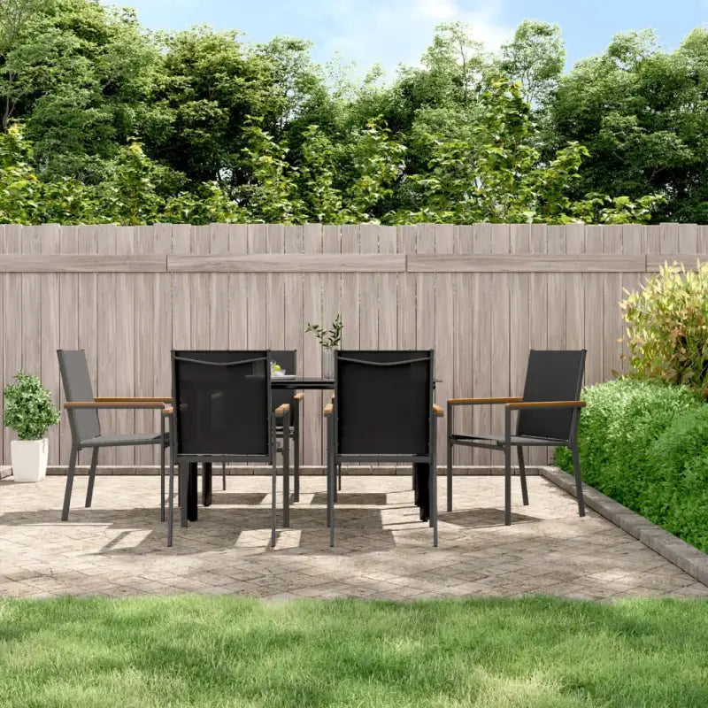 Tuinset met gehoard glas en zwart gepoedercoat staal voor zomerdagen - 140 cm tafellengte - Tuinsets