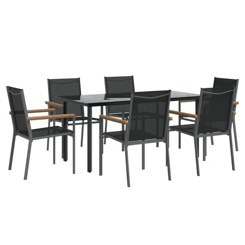 Tuinset met gehoard glas en zwart gepoedercoat staal voor zomerdagen - Tuinsets