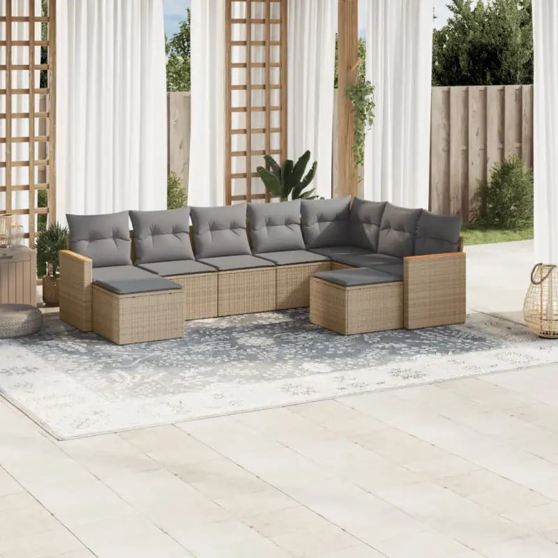 Tuinset met gemengd beige materiaal en gepoedercoat staal afmetingen - Tuinsets