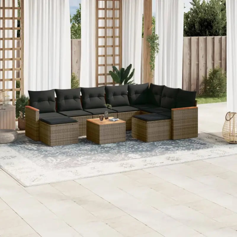 Tuinset met gemengd beige materiaal en gepoedercoat staal afmetingen - Grijs / Met tafel - Tuinsets