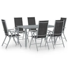 Tuinset met gepoedercoat aluminium frame voor terras en tuin - Zilver / 150 cm tafellengte - Tuinsets