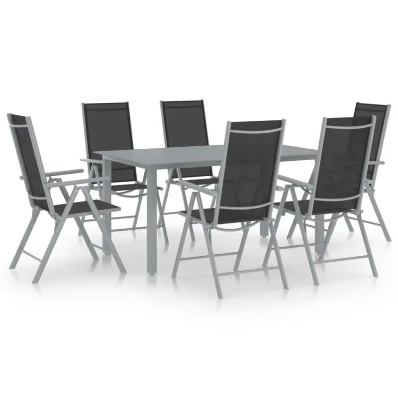 Tuinset met gepoedercoat aluminium frame voor terras en tuin - Zilver / 150 cm tafellengte - Tuinsets