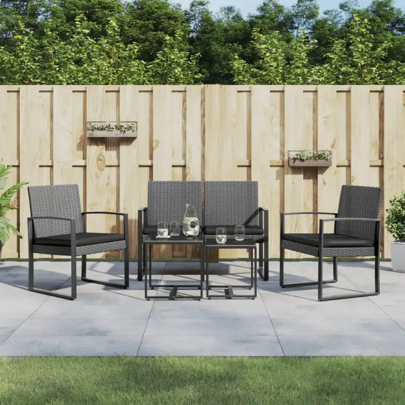 Tuinset met gepoedercoat staal afmetingen voor buitenplezier - Donkergrijs - Tuinsets