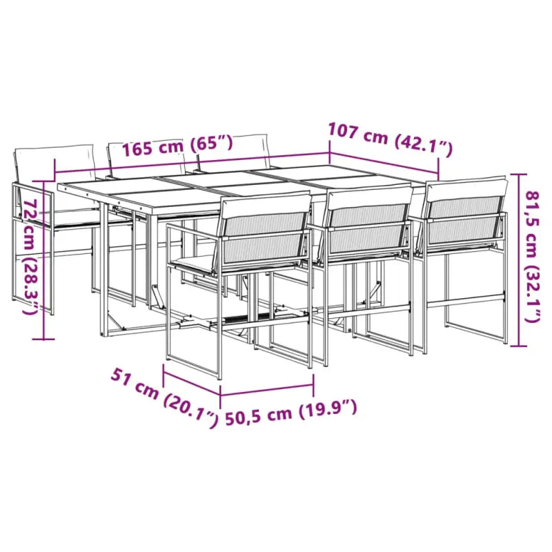 Tuinset met gepoedercoated staal en gehard glas voor buitengebruik - Tuinsets