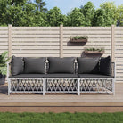 Tuinset met geweven stof en antraciet materiaal voor buitengebruik - Wit / 2x hoek + midden - Tuinsets