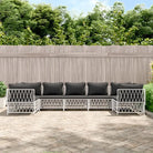 Tuinset met geweven stof en gepoedercoat staal voor buitengebruik - Wit / 4x hoek + 3x midden - Tuinsets