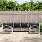 Tuinset met geweven stof en gepoedercoat staal voor buitengebruik - Wit / 4x hoek + 2x midden - Tuinsets
