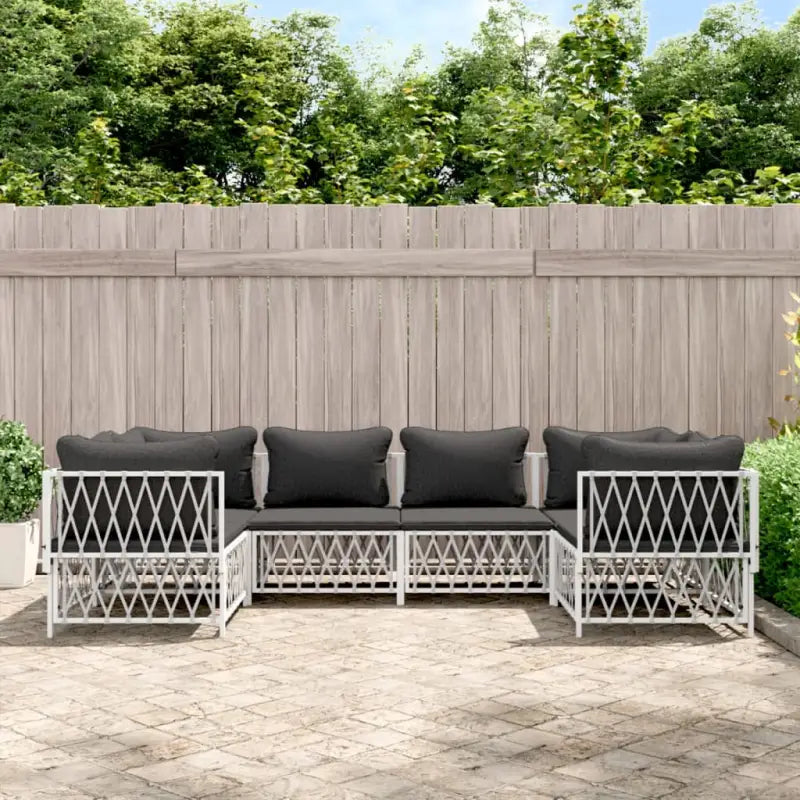 Tuinset met geweven stof en gepoedercoat staal voor buitengebruik - Wit / 4x hoek + 2x midden - Tuinsets