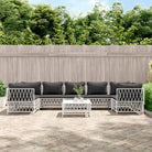 Tuinset met geweven stof en gepoedercoat staal voor buitengebruik - Wit / 4x hoek + 3x midden + Tafel - Tuinsets