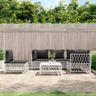 Tuinset met geweven stof en wit materiaal met gepoedercoat staal - Tuinsets