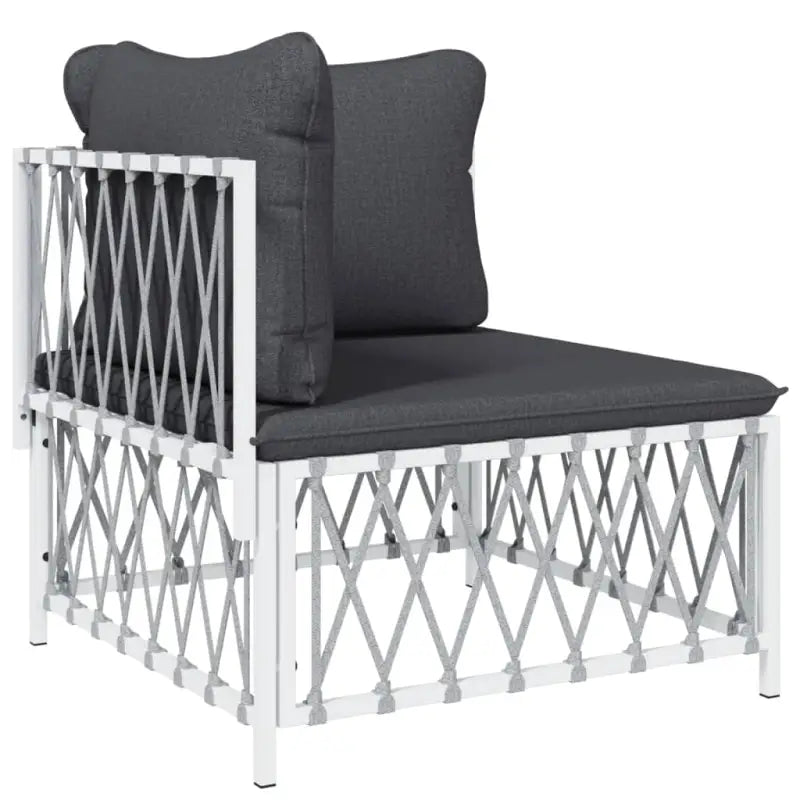 Tuinset met geweven stof wit materiaal en gepoedercoat staal - Tuinsets