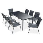 Tuinset met glazen tafel en textileen stoelen met gepoedercoat stalen frame - Tuinsets
