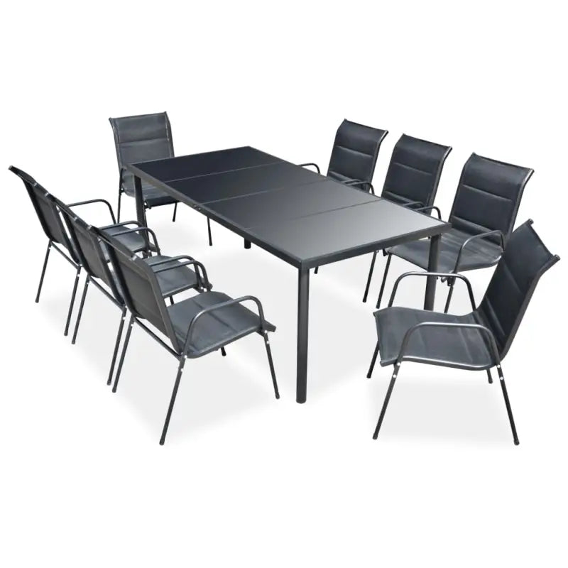 Tuinset met glazen tafel en textileen stoelen met gepoedercoat stalen frame - Tuinsets