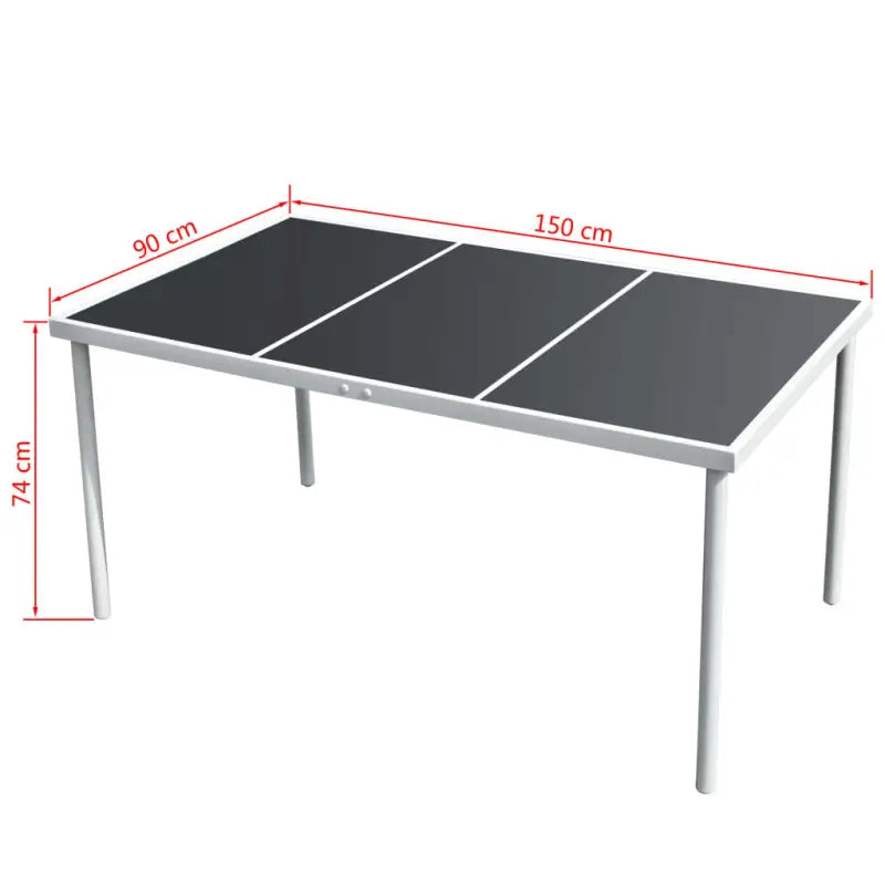 Tuinset met glazen tafel en textileen stoelen met gepoedercoat stalen frame - 150 x 90 x 74 cm - Tuinsets