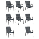 Tuinset met glazen tafel en textileen stoelen met gepoedercoat stalen frame - Tuinsets