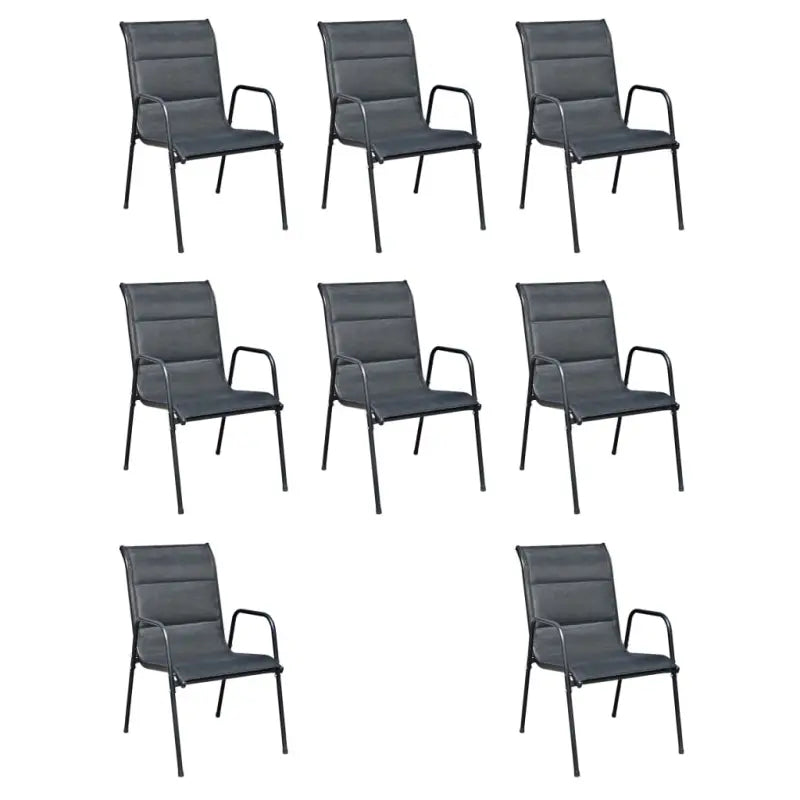 Tuinset met glazen tafel en textileen stoelen met gepoedercoat stalen frame - Tuinsets