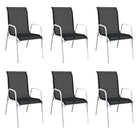 Tuinset met glazen tafel en textileen stoelen met gepoedercoat stalen frame - 150 x 90 x 74 cm - Tuinsets