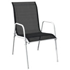 Tuinset met glazen tafel en textileen stoelen met gepoedercoat stalen frame - 150 x 90 x 74 cm - Tuinsets