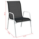 Tuinset met glazen tafel en textileen stoelen met gepoedercoat stalen frame - 150 x 90 x 74 cm - Tuinsets