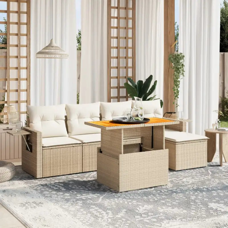 Tuinset met grijs materiaal en gepoedercoat staal afmetingen - beige en crèmekleurig / zonder opbergruimte - Tuinsets