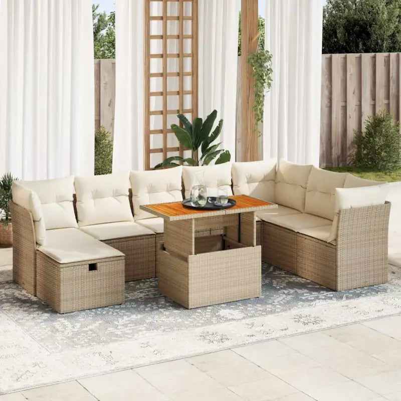 Tuinset met grijs materiaal en gepoedercoat staal Afmetingen - beige en crèmekleurig / met opbergruimte - Tuinsets