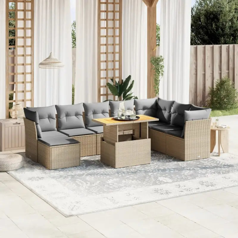 Tuinset met grijs materiaal en gepoedercoat staal Afmetingen - Beige en grijs / zonder opbergruimte - Tuinsets