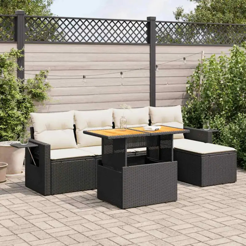 Tuinset met grijs materiaal en gepoedercoat staal afmetingen - Zwart en crème / met opbergruimte - Tuinsets