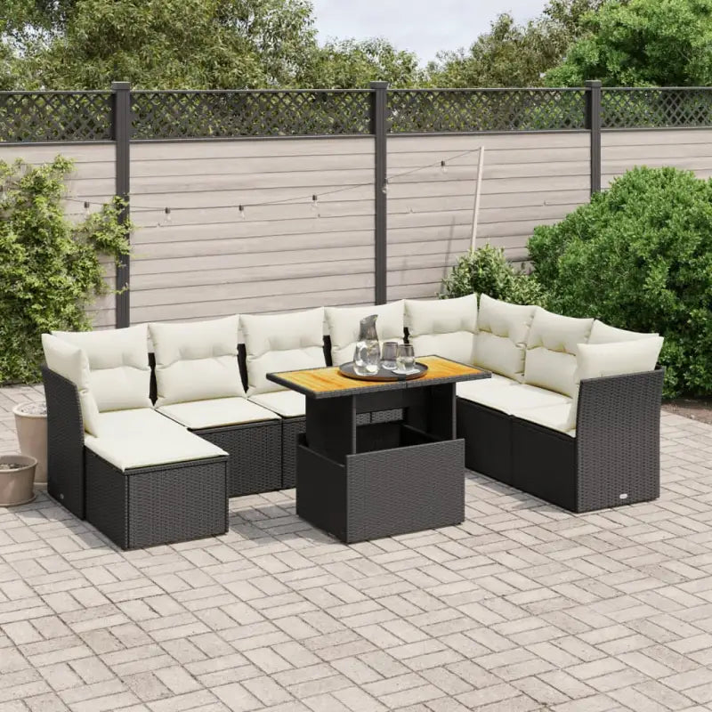 Tuinset met grijs materiaal en gepoedercoat staal Afmetingen - Zwart en crème / zonder opbergruimte - Tuinsets