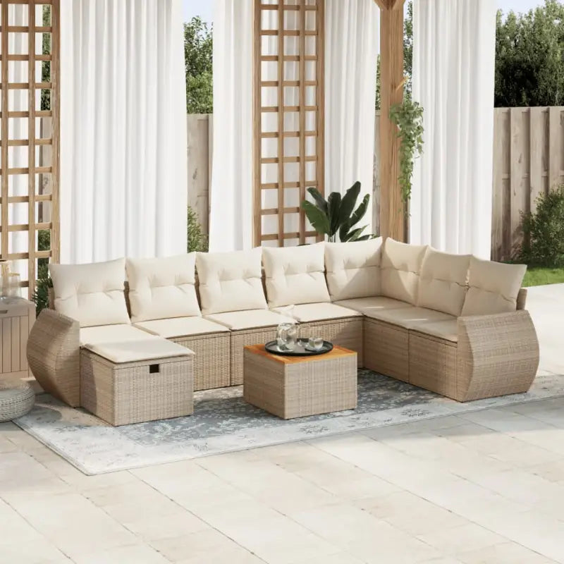Tuinset met grijs materiaal en gepoedercoat staal voor buiten ontspanning - beige en crèmekleurig / met opbergruimte