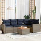 Tuinset met grijs materiaal en gepoedercoat staal voor buiten ontspanning - Grijs / hoek + 2x midden + Tafel + 2x Bank