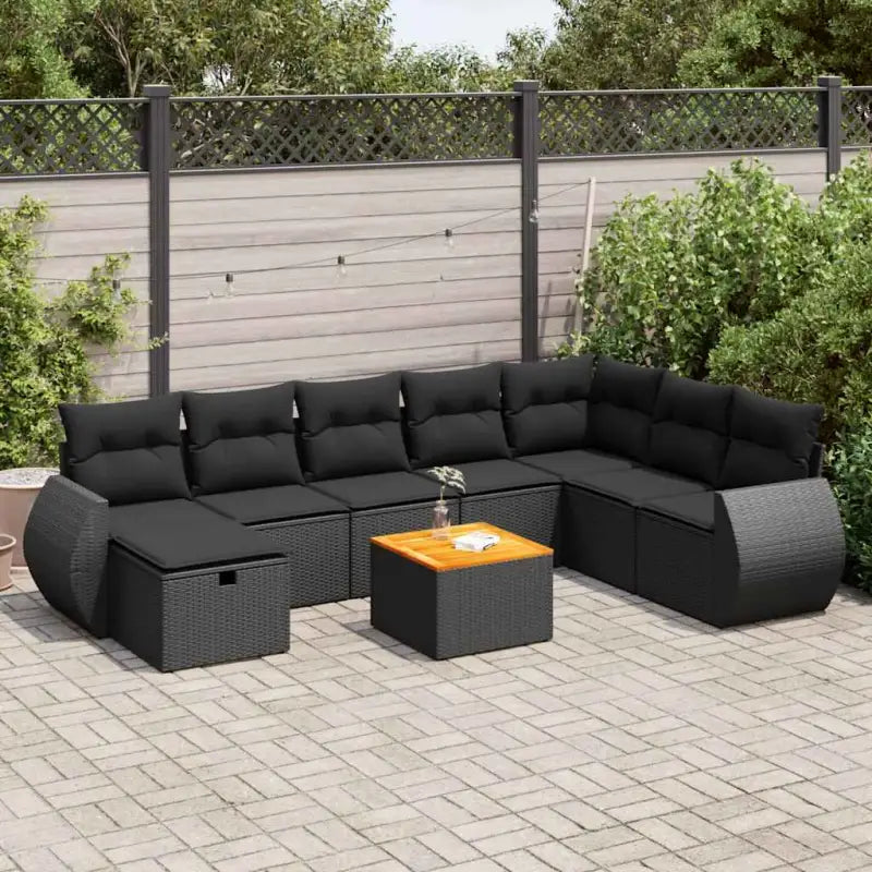 Tuinset met grijs materiaal en gepoedercoat staal voor buiten ontspanning - Zwart / met opbergruimte - Tuinsets