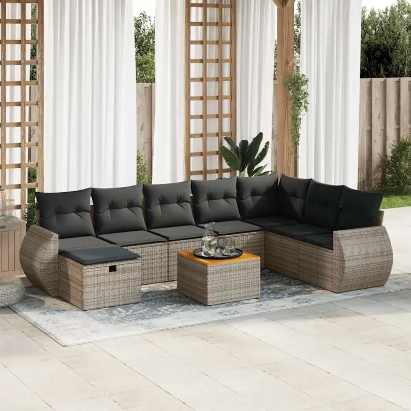Tuinset met grijs materiaal en gepoedercoat staal voor buiten ontspanning - Grijs / met opbergruimte - Tuinsets