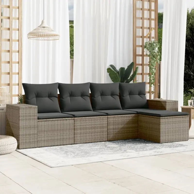 Tuinset met grijs materiaal en gepoedercoat staal voor buitengebruik - Grijs / Zonder tafel - Tuinsets