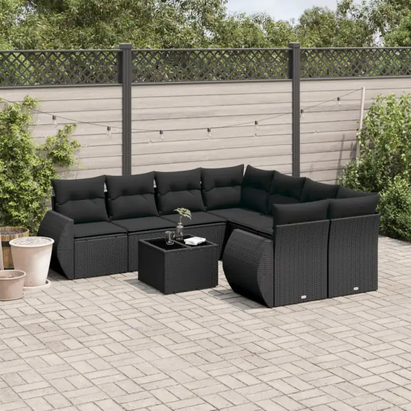 Tuinset met grijs materiaal en gepoedercoat staal voor buitengebruik - Zwart - Tuinsets
