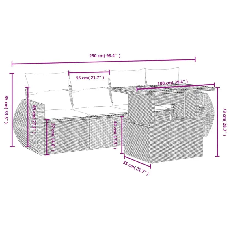 Tuinset met grijs materiaal en gepoedercoat staal voor buitenplezier - Tuinsets