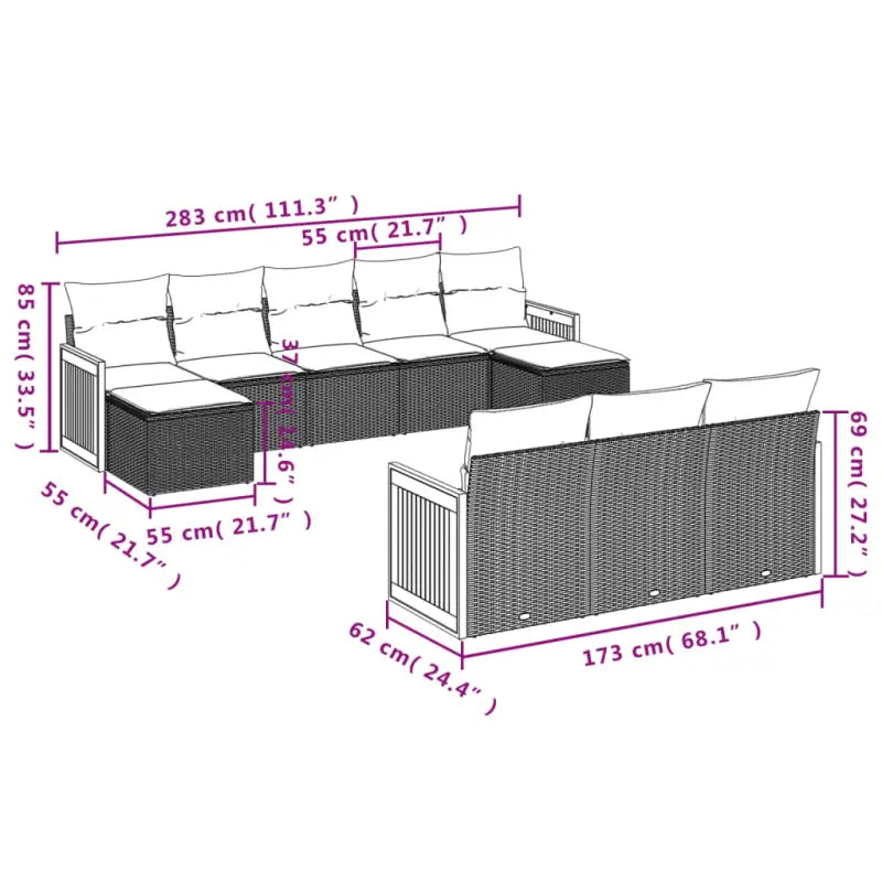 Tuinset met grijs materiaal en gepoedercoat staal voor buitenplezier - Grijs en blauw / Zonder tafel - Tuinsets