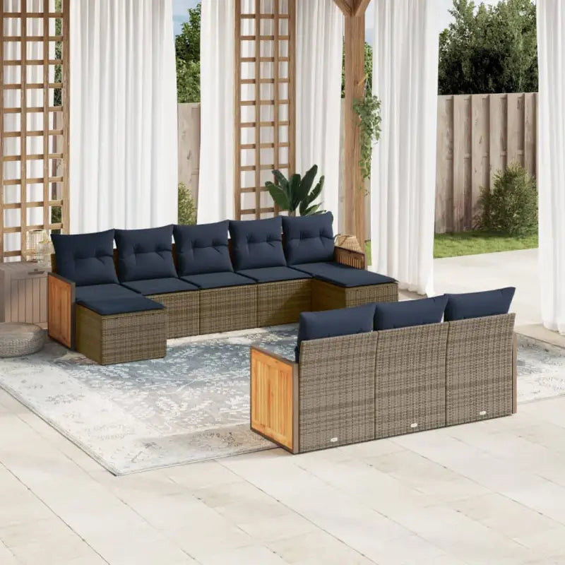 Tuinset met grijs materiaal en gepoedercoat staal voor buitenplezier - Grijs en blauw / Zonder tafel - Tuinsets