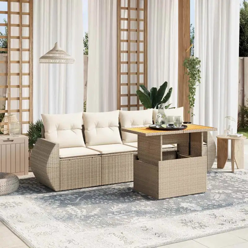Tuinset met grijs materiaal en gepoedercoat staal voor buitenplezier - beige en crèmekleurig / zonder opbergruimte