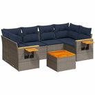 Tuinset met grijs materiaal en gepoedercoat staal voor buitenplezier - grijs en marineblauw - Tuinsets