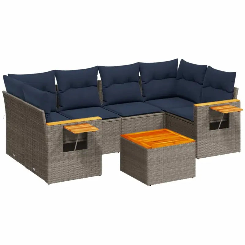 Tuinset met grijs materiaal en gepoedercoat staal voor buitenplezier - grijs en marineblauw - Tuinsets
