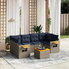 Tuinset met grijs materiaal en gepoedercoat staal voor buitenplezier - grijs en marineblauw - Tuinsets